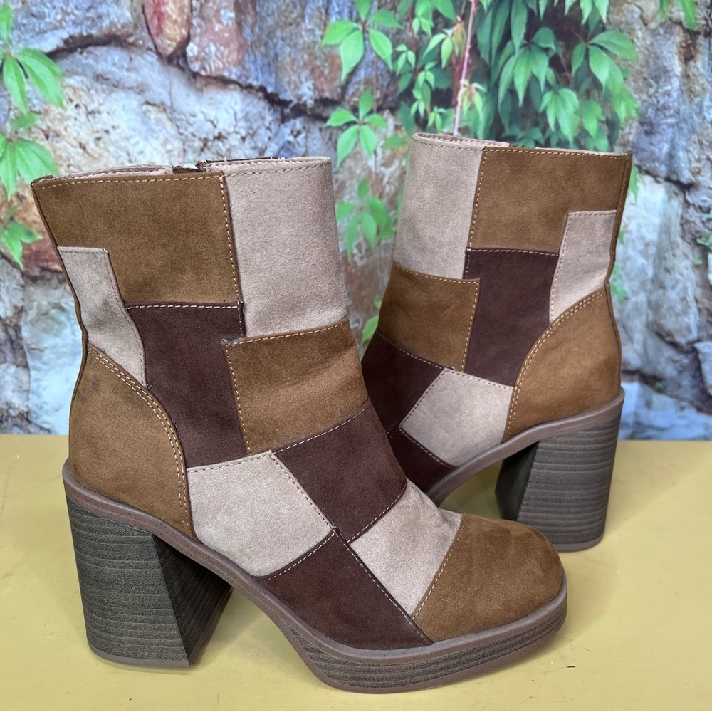 UNIVERSAL THREAD Patchwork Microsuede Block Heel … - image 9